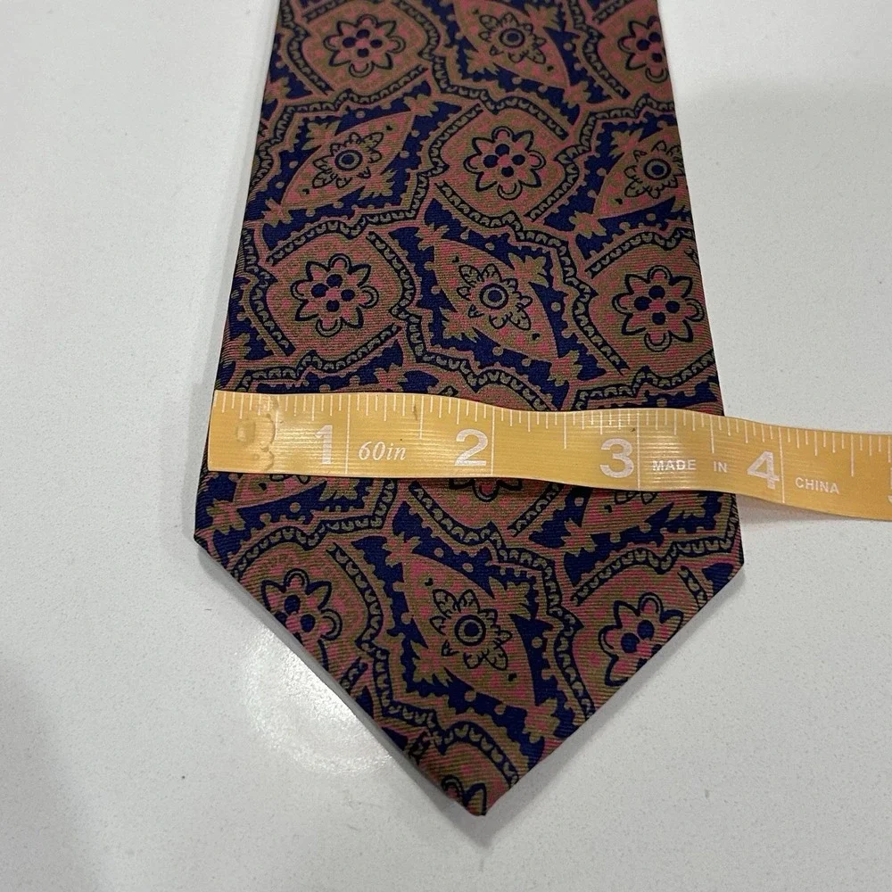 Liberty of London Geometric Paisley Silk Necktie Mens Cooper Navy‎ 56x3.75